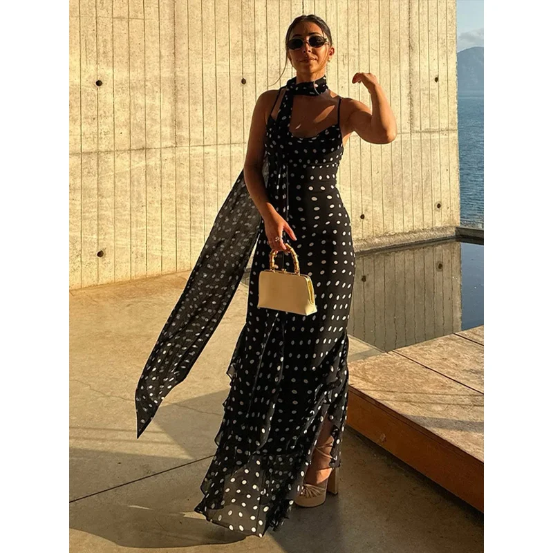 Bonny retro vestido longo com fita feminina sexy baixo corte sem mangas plissado magro vestidos de noite feminino primavera chique festa de rua