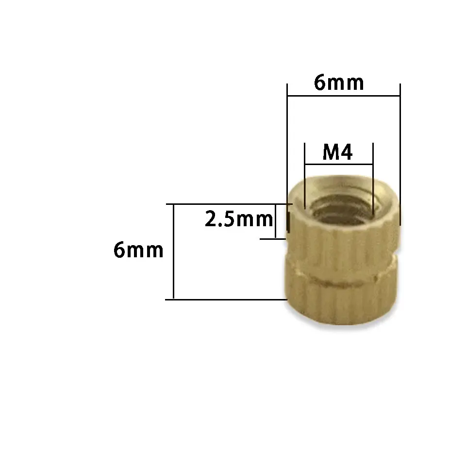 5 pezzi denti interni M4 M6 dado intarsio in ottone puro dado in rame stampato ad iniezione accessori lampada intarsio in rame goffrato