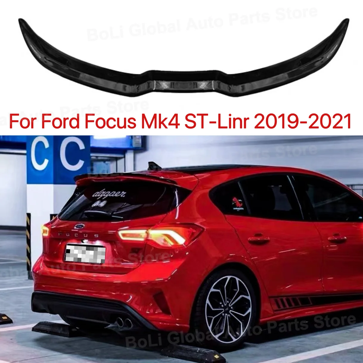 Alerón trasero para Ford Focus MK4 ST-Line Hatchback, extensión de alerón trasero, piezas de repuesto ABS para tuning de automóviles 2019-2021 (no compatible con ST)