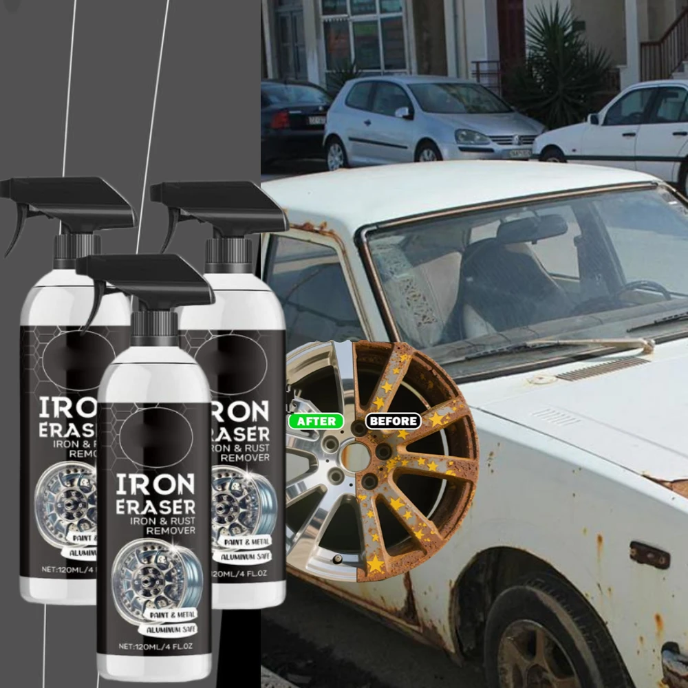 Spray Removedor de Ferrugem para Rodas de Carro Iron Eraser |   Limpador Eficaz e Potente para Manchas de Pneus e Acúmulo de Ferro, Restaura o Brilho, Manutenção Automotiva