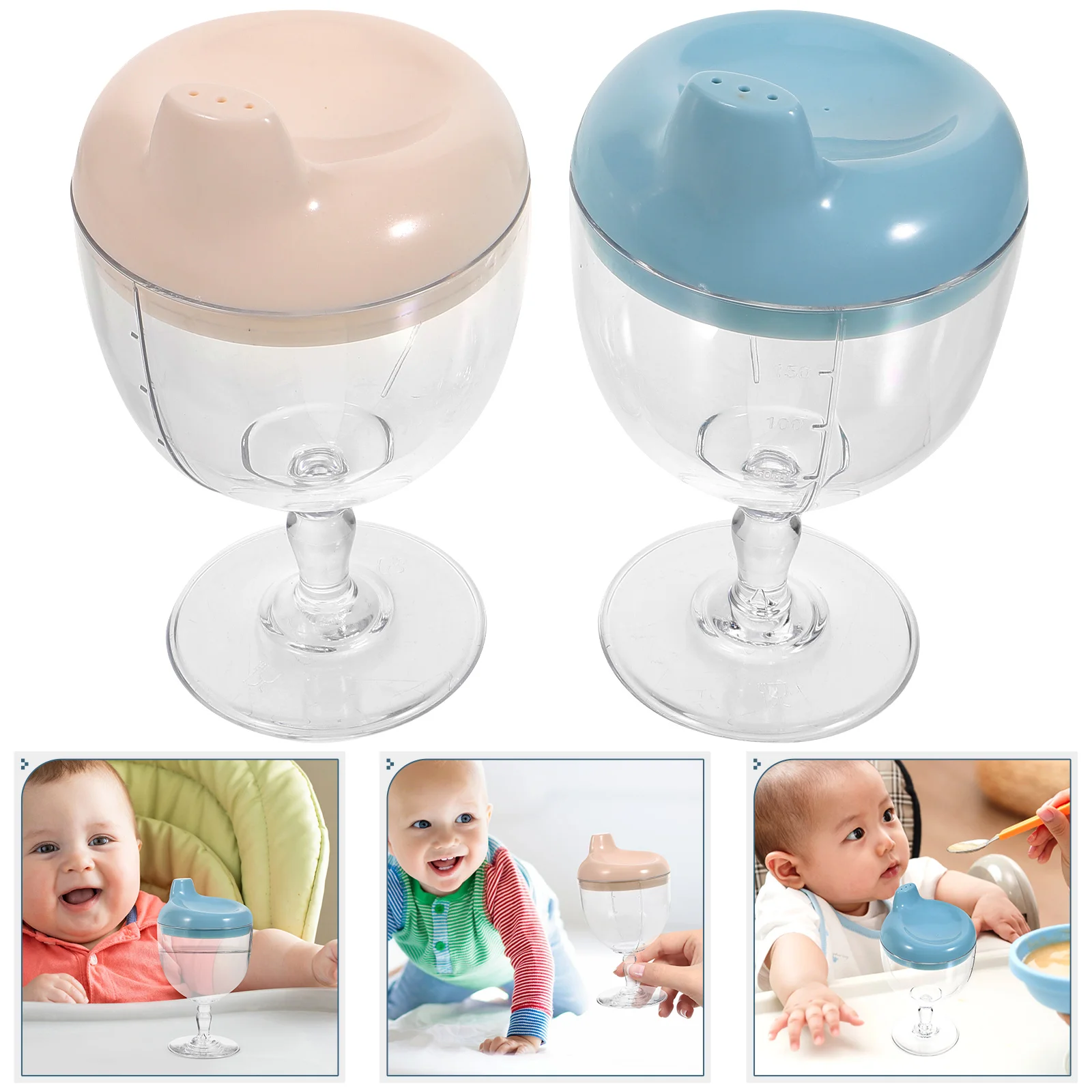 Taza de copa para bebé, botella de agua reutilizable de plástico con leche Adorable para niños con pajita, vasos de entrenamiento para beber para niños pequeños, 2 uds.