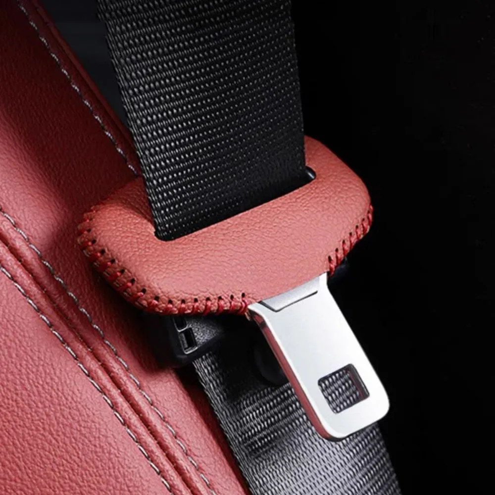 1PCS Universal Car Seat Belt Buckle Cover Protector Anti-collision Case PU Leather Protection Wear Car Interior Accessories image 6