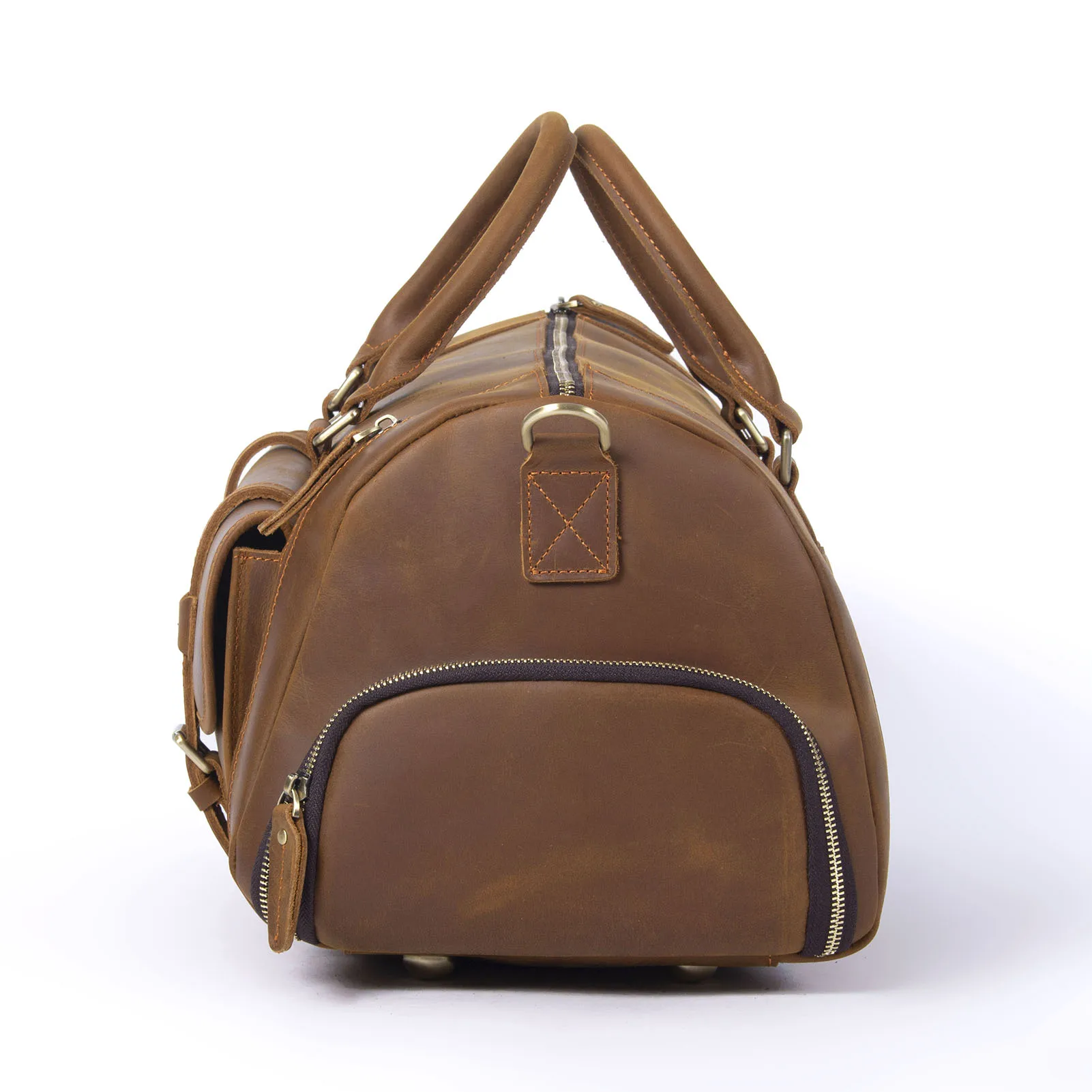 S.WORKER Echtleder-Reisetasche Klassische Vintage Vollnarbenleder-Reisetasche Wochenendtasche Sporttasche Handtasche – Detail 9