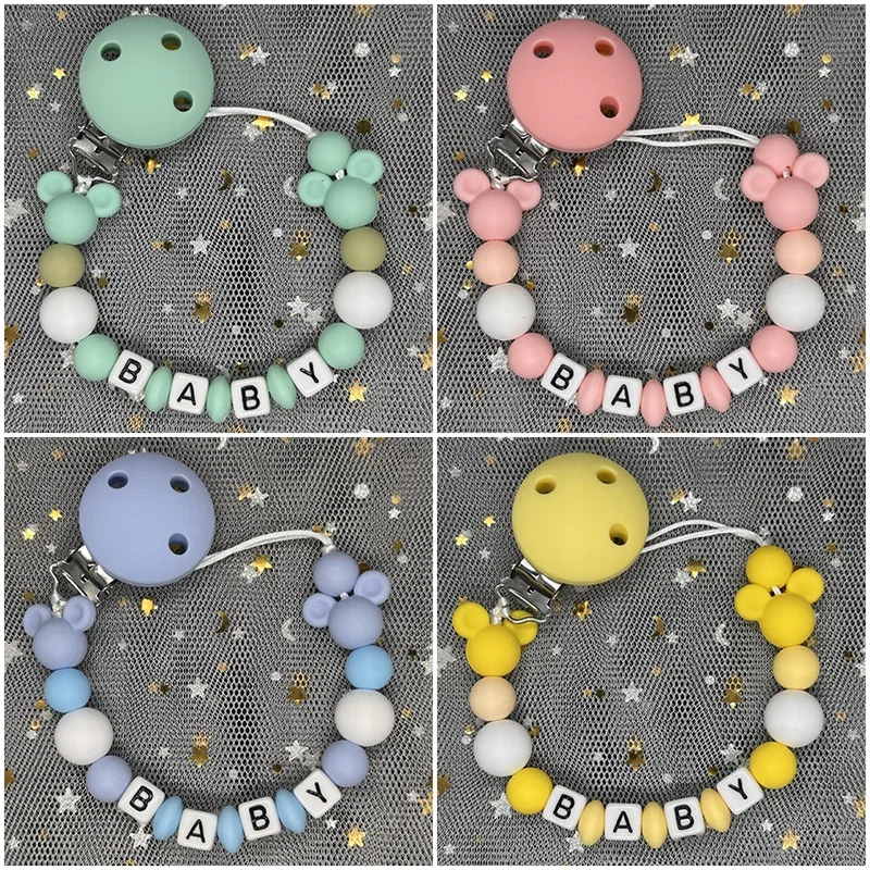 Baby Pacifier Clip Personalised Name Dummy Nipple Holder Chains Newborn Feeding Newborn Custom Pacifiers Clip Chew Teething Toys