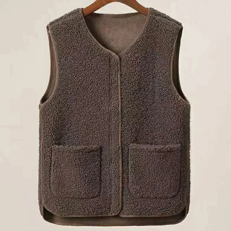 6XL New Lambhair gilet da donna coreano 2023 autunno/inverno Casual gilet allentato canotta donna gilet senza maniche di grandi dimensioni