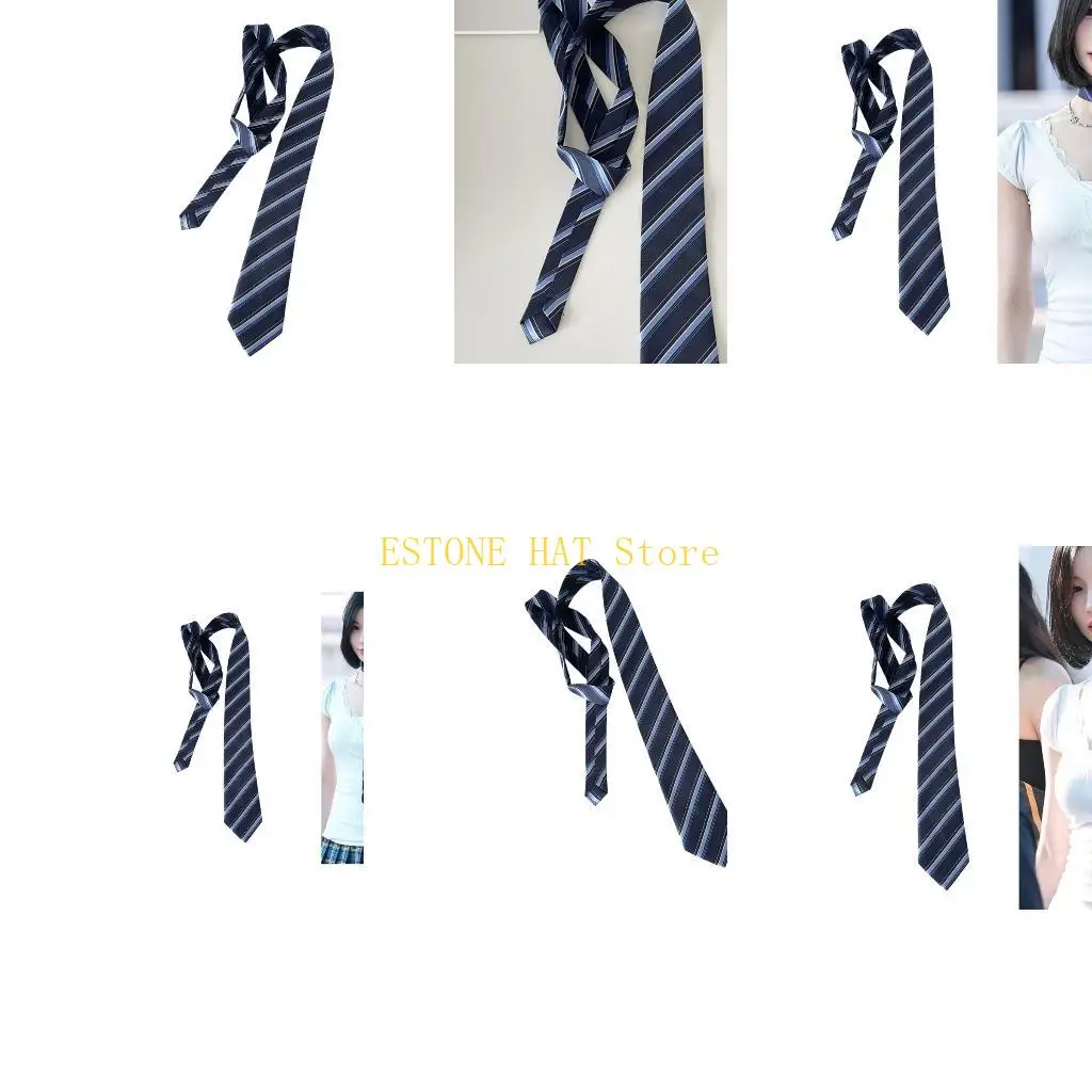 

49MF Elegant Polyester Striped Tie Preppy Academic Uniform Shirt Accessory Suitable For Casual And Professional Attires