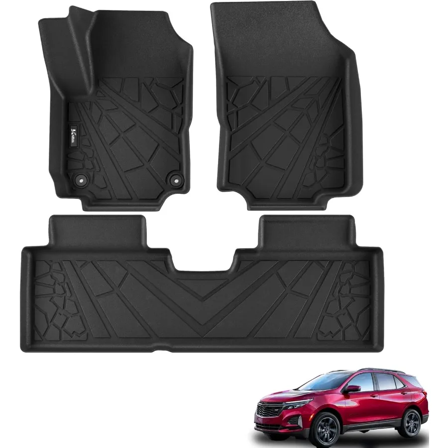 

Напольные вкладыши AllWeather TPE Custom Fit для 20182024 Chevy Equinox, не для EV и GMC Terrain, прочные водонепроницаемые нескользящие автомобильные вкладыши