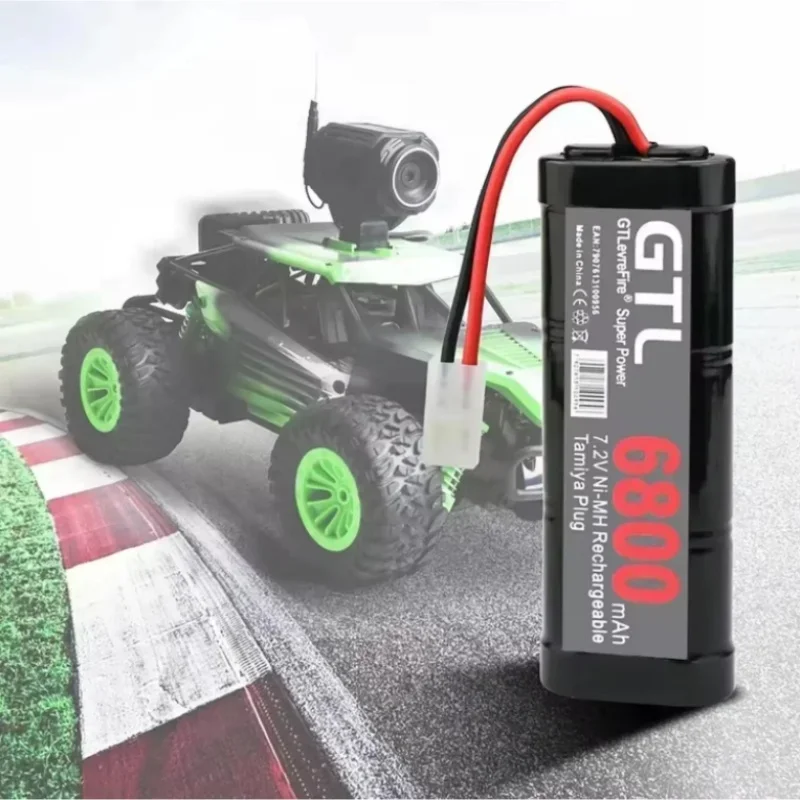 بطارية بديلة 7.2 فولت 6800 مللي أمبير NiMH مع موصل تفريغ Tamiya لألعاب RC وسباق السيارات والقوارب والطائرات