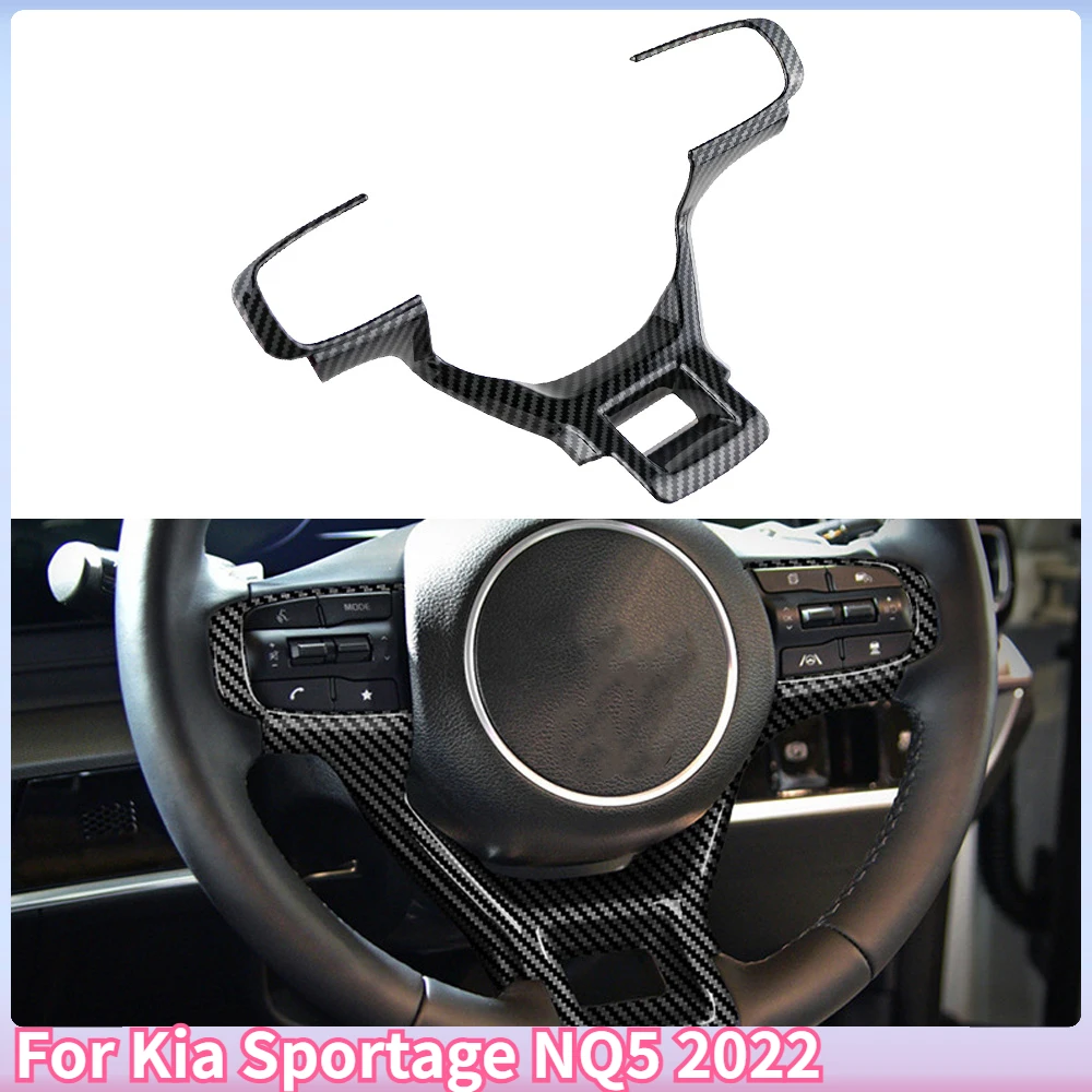 Carbon Fiber ABS Car Steering Wheel Frame Cover Sticker Trim Sequins for Kia Sportage NQ5 2022 2023 2024