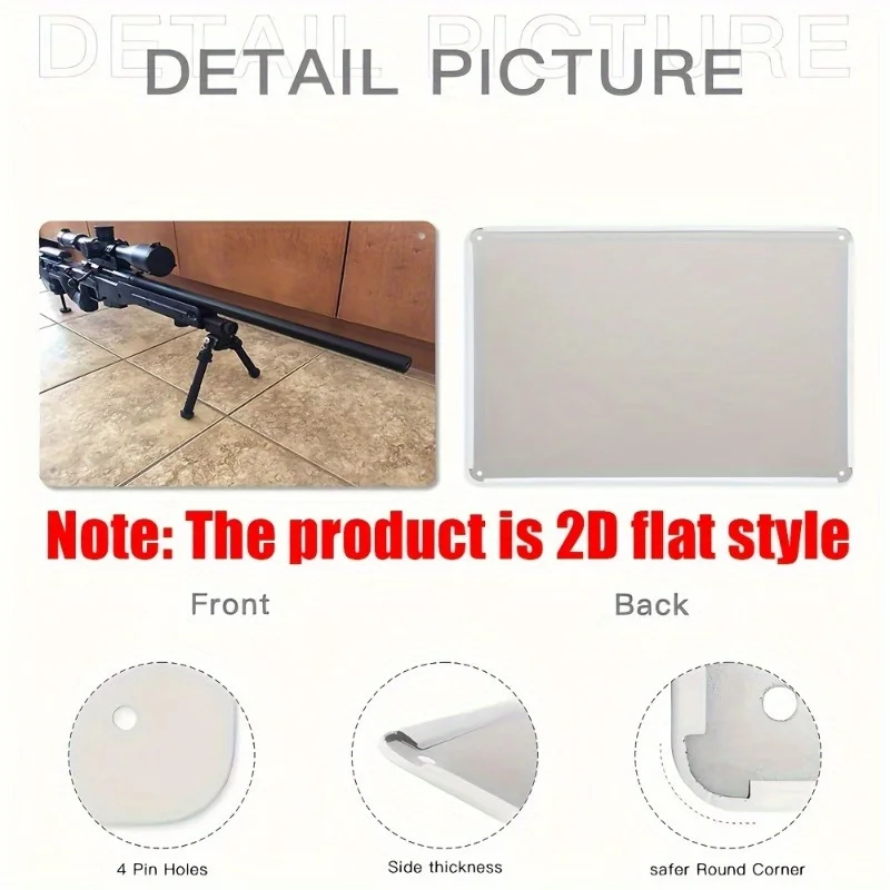 لوحة فنية جدارية معدنية لبندقية القنص - 7.87 بوصة × 11.81 بوصة علامة حديدية متينة للمنزل والمقهى وديكور البار وهدية على الطراز العتيق"