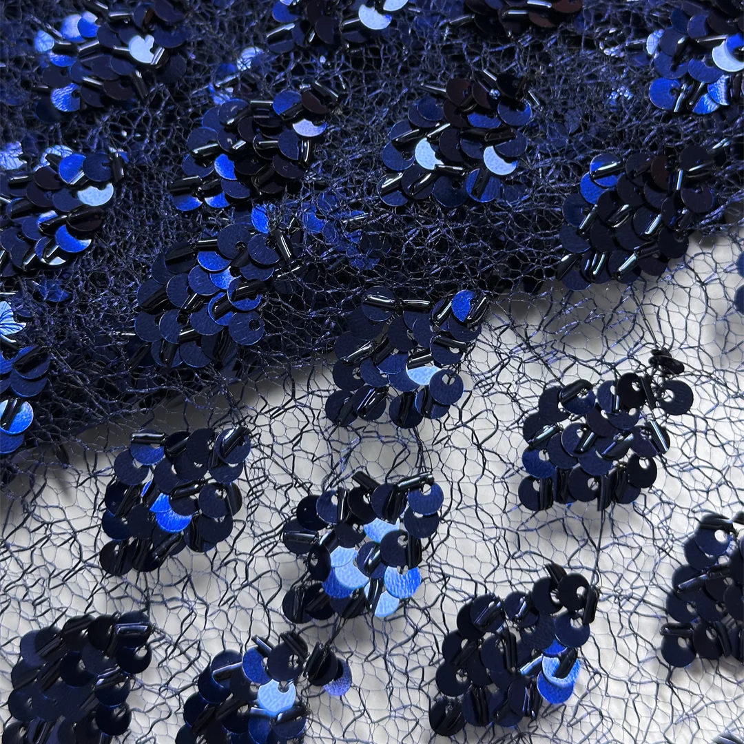 

Royal Blue Lace Fabric African High Quality Diamond Pattern Sequin Cord Embroidery for Sewing Wedding Evening Dress Sewing Lace