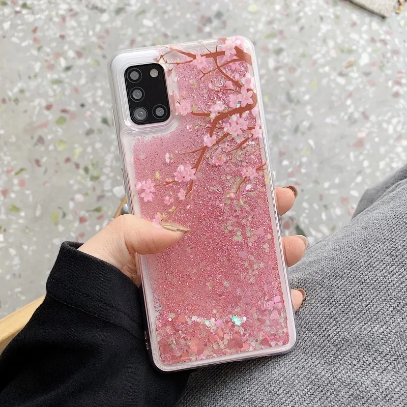 Rosa Flüssig-Quicksand-Hülle für Samsung Galaxy S24 S23 S22 S21 Plus S25 FE S26 Ultra A56 A55 Glitzer Blumen Bling Klare TPU-Abdeckung – Detail 2