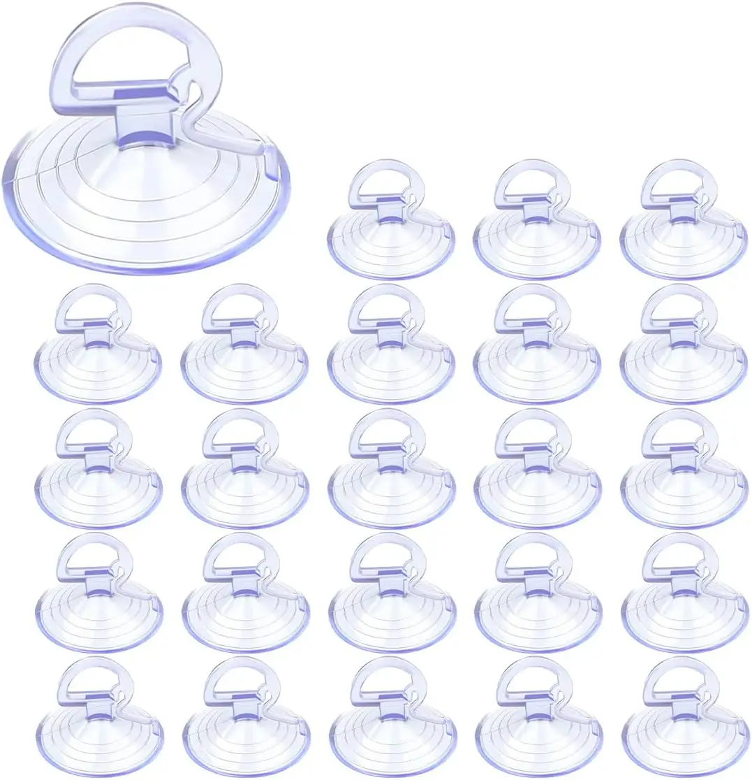 

24PCS Car Glass Suction Cups for Sunshade, PVC Sucker Hooks with Pull Ring, Mini Adsorption Holder for Car Kitchen Bathroom