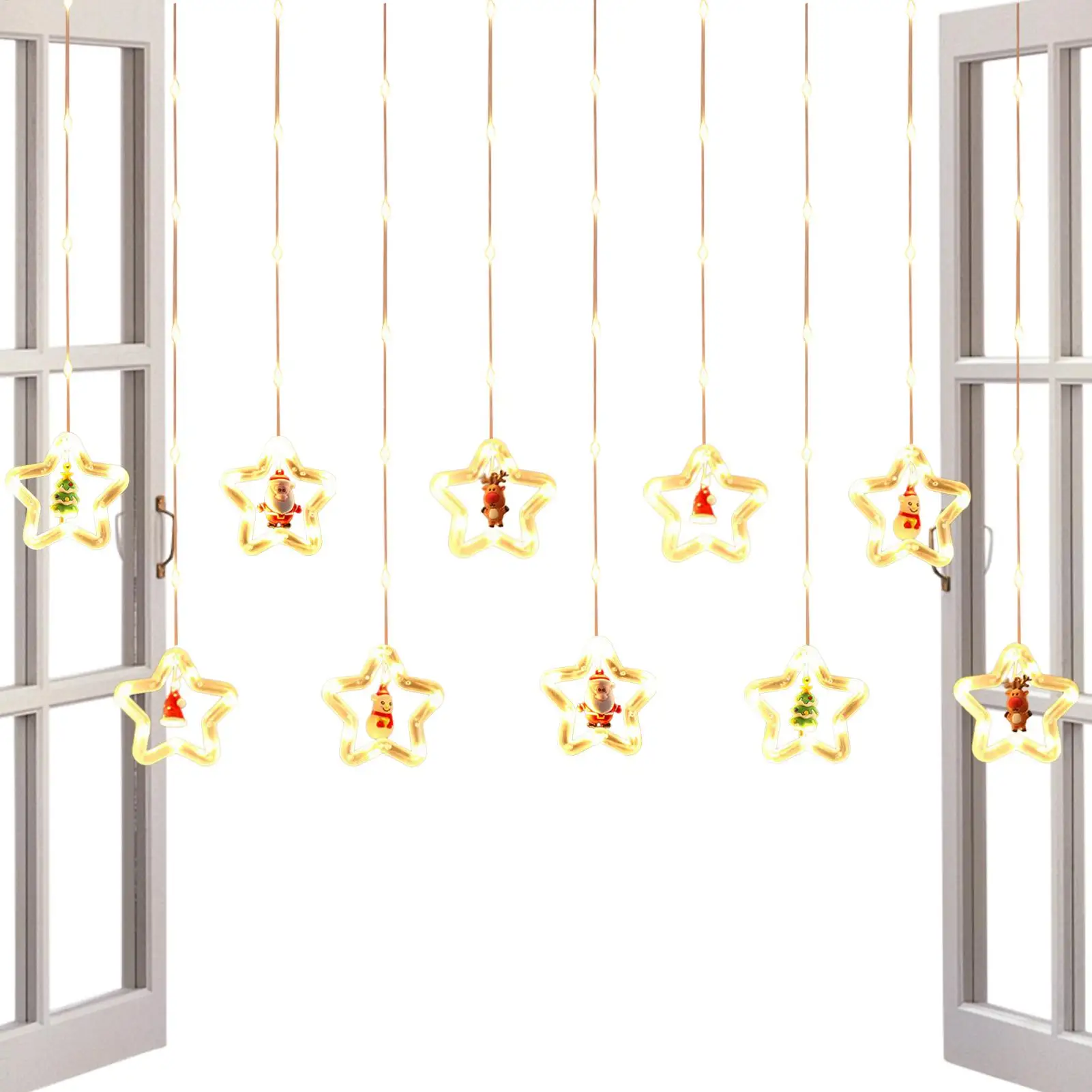 

Рождественские елочные огни Рождественские оконные украшения Водонепроницаемый праздничный декор Эстетическое освещение с регулируемой яркостью для внутренней патио