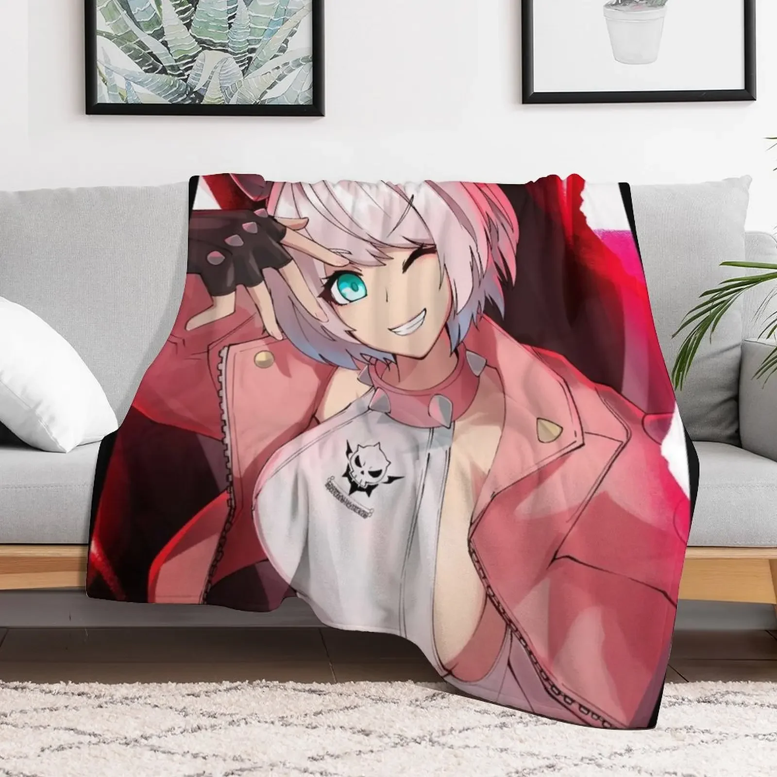 Guilty Gear Elphelt Valentine Throw Blanket Designers Sleeping Bag Plaid Weighted Blankets