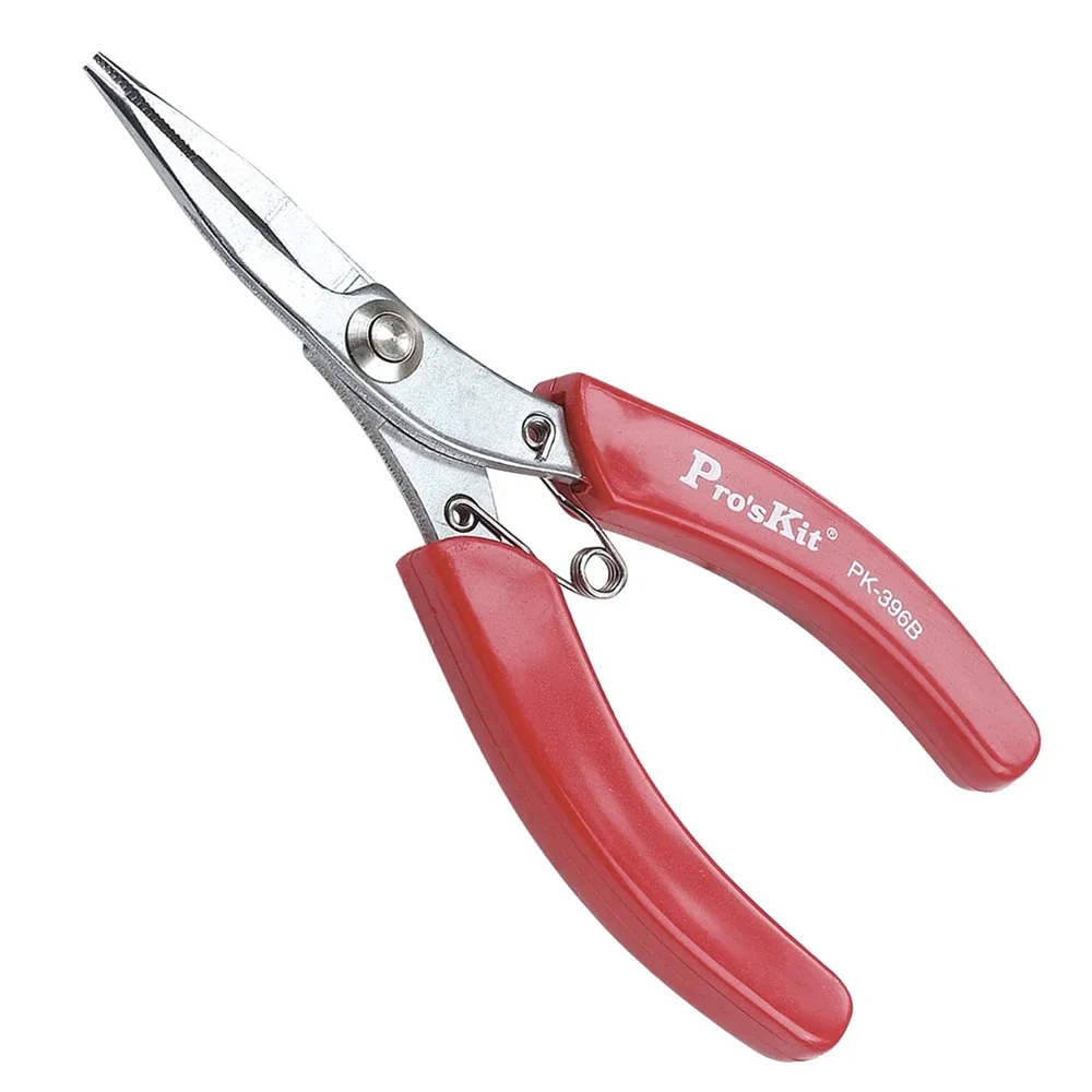 Pro\'sKit 1PK-396B 5-Inch Import Small Long Nose Pliers Stainless Steel Red Handle Have Teeth Long Mouth Pliers 130mm