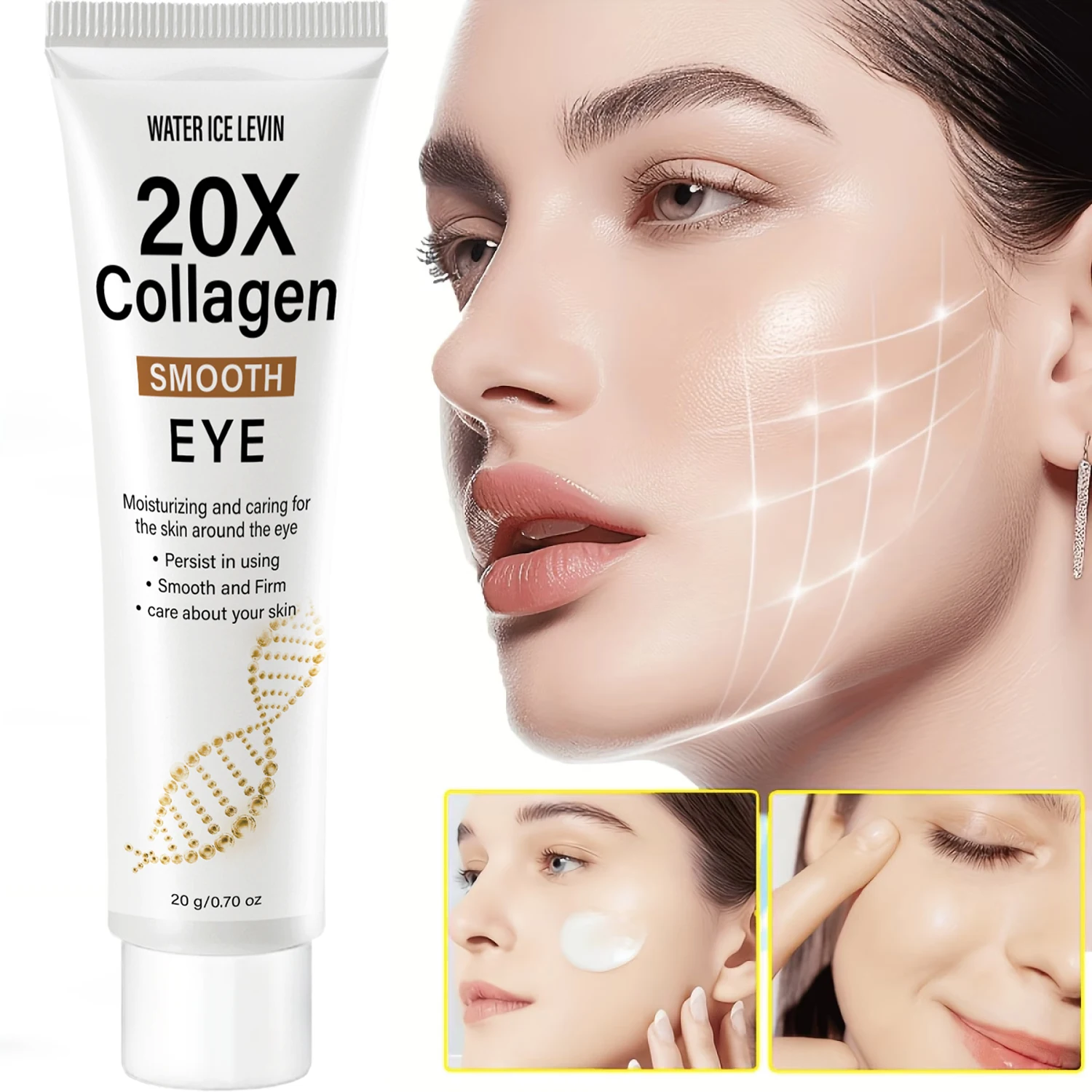 20X Collagen Eye Cream. Vitamin C Niacinamide Hyaluronic Acid. Bee Venom Centella Asiatica. Moisturizes Firms Under-Eye Skin.20g