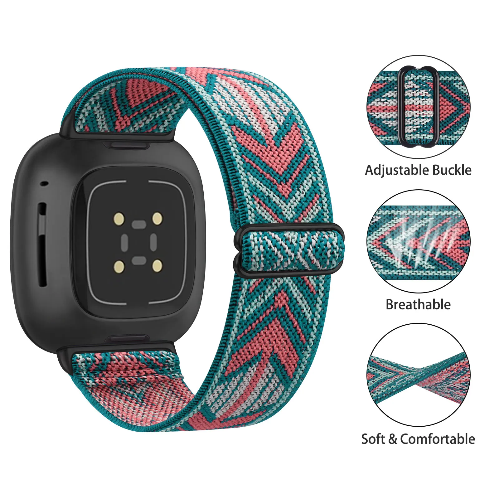 Band For Fitbit Versa 2 3 Nylon Elastic Strap Adjustable Breathable Watchband Sport Bracelet For Fitbit Versa 3 2 Band Wristband