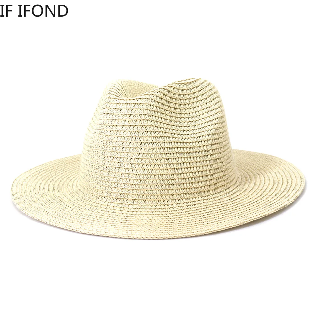 Wholesale Sun Hats Men Women Summer Panama Wide Brim Straw Hats Fashion Colorful Outdoor Jazz Beach Sun Protective Cap