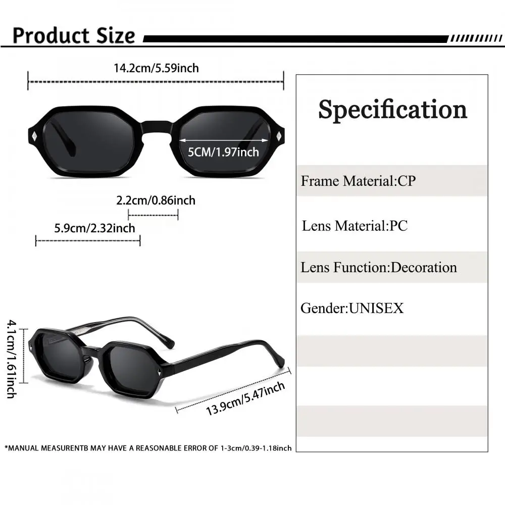 CATERSIDE Neue modische Herren-Sonnenbrille, quadratisch, kleiner Rahmen, Federscharnier, Sonnenbrille für Damen, Outdoor-Reise- und Fahrbrille, UV400 – Detail 1