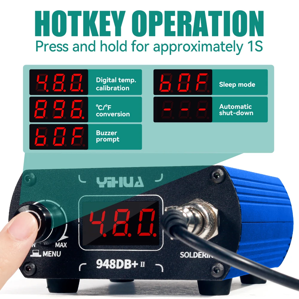 YIHUA 948DB+II T12 Soldering Station 75W Quick Heating LCD Digital Display Electric Welding Iron Temperature Adjustable With Tip