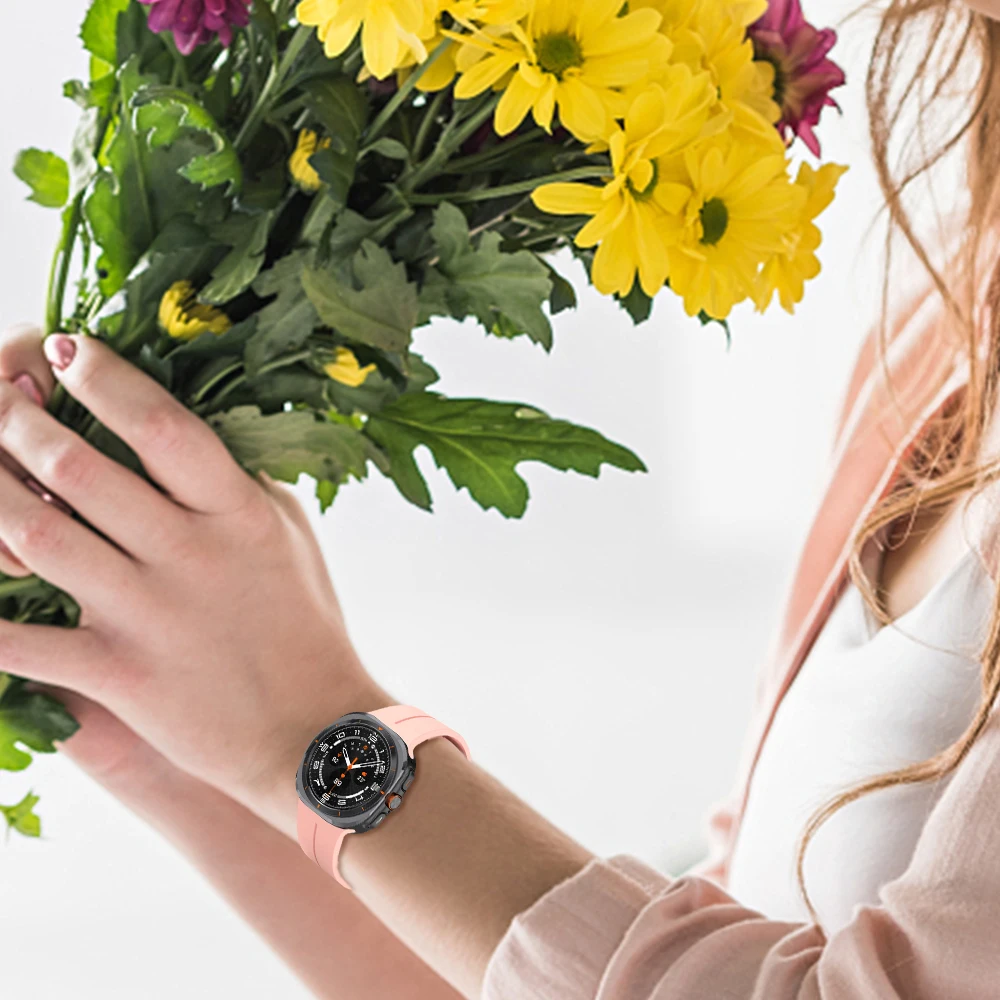 ไม่มีช่องว่างสำหรับ Samsung Galaxy Watch ultra 47mm แม่เหล็กกีฬากำไลข้อมือซิลิโคนสำหรับ Galaxy ultra 47mm