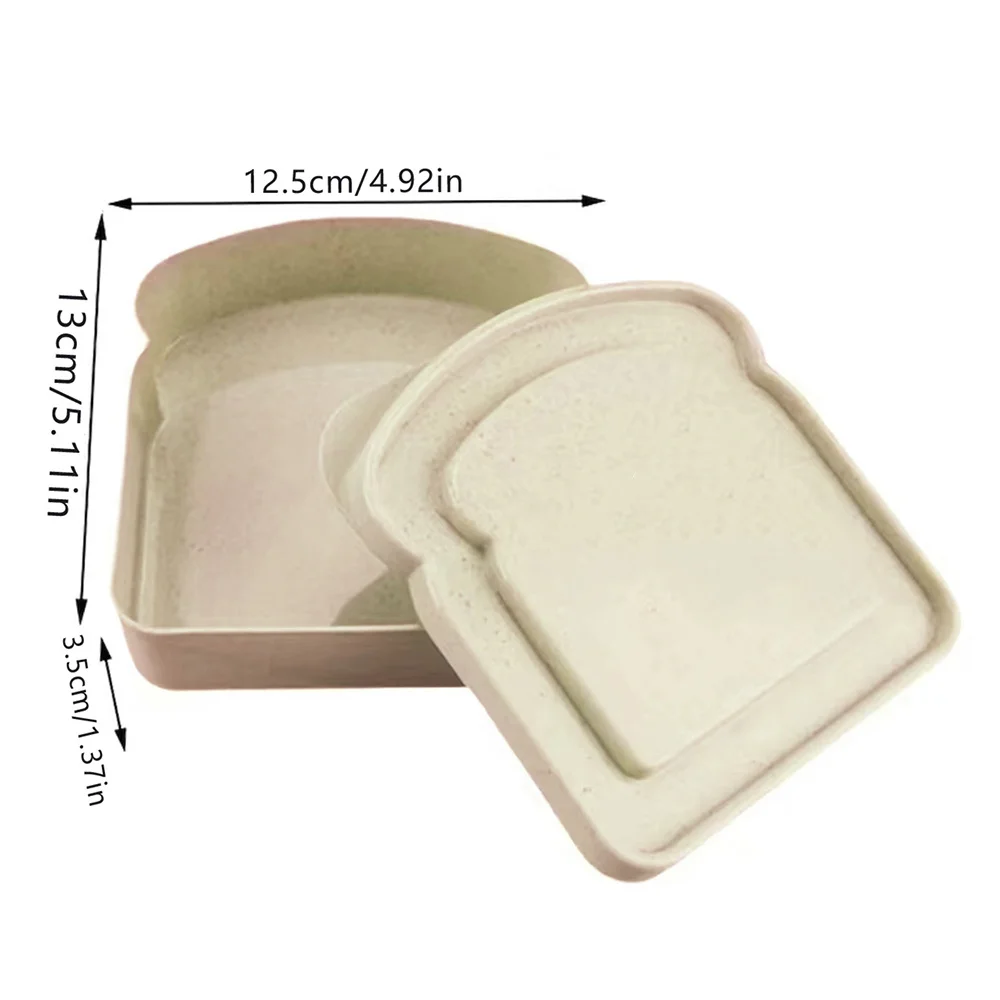 Wheat Straw Toast Shaped Sandwich Box with Lid Reusable Bento Lunch Box Portable Food Storage Container for School Office Picnic 2