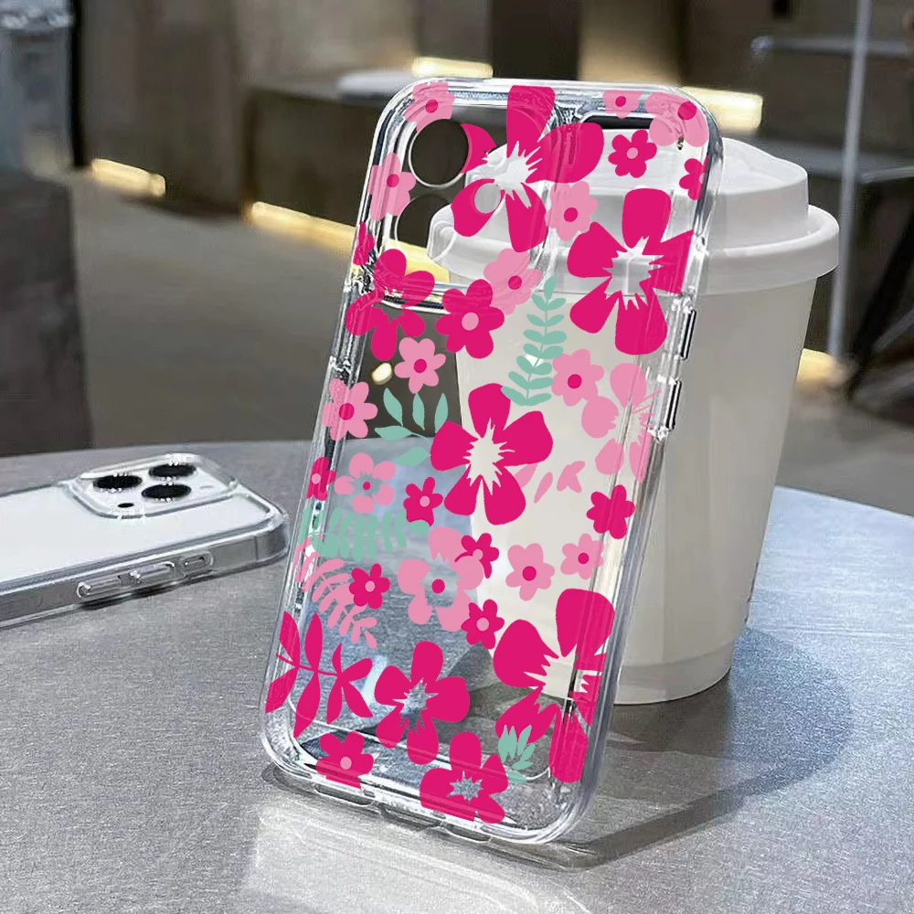 Funda de teléfono transparente con flores para iPhone 17 16 Pro Max, Funda transparente para iPhone 11 15 12 13 14 Pro Max 17 Air 17pro 17 Max
