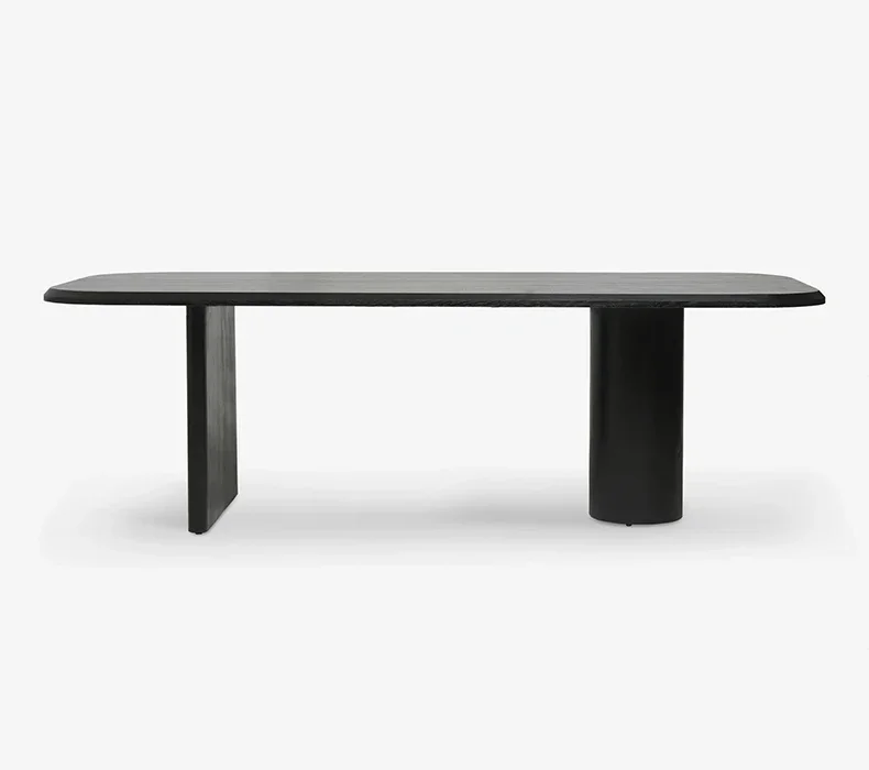 Nordic solid wood black ash wood simple dining table long desk worktable household simple meeting