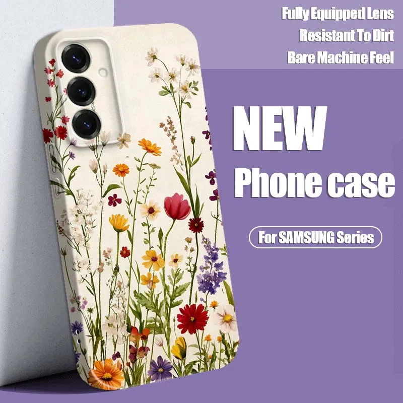 Beautiful Colorful Flower Phone Case For Samsung Galaxy S25 S24 S23 S22 S21 Ultra Plus Edge FE 5G Feilin Protective Shell