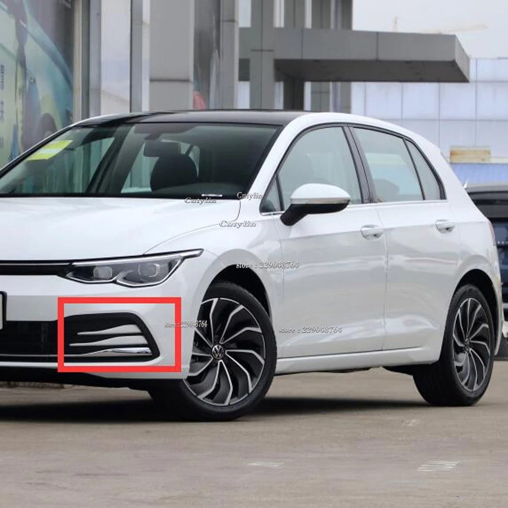 For Volkswagen VW Golf 8 MK8 280TSI Pro 2021 2022 ABS Chrome Front Fog Light Cover Trim Bezel Garnish Foglight Bumper Styling