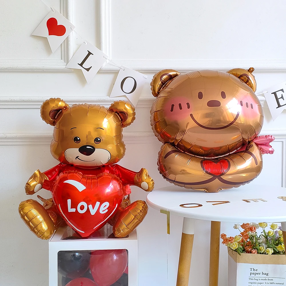 1pc Valentine's Day Cute Bear Envelope Balloon Hollow Love Heart Lips Foil Balloon Wedding Anniversary Decoration Girls' Gifts