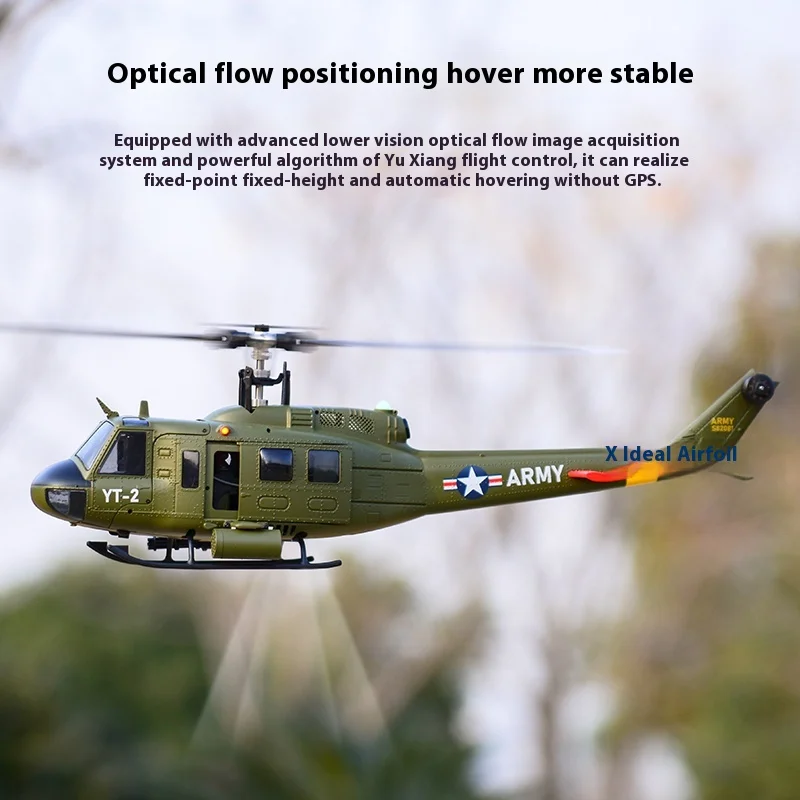 

F07 UH1 Huey Scale RC Вертолет Оптическое позиционирование потока 3D Имитация трюка Модель самолета Моделирование самолета