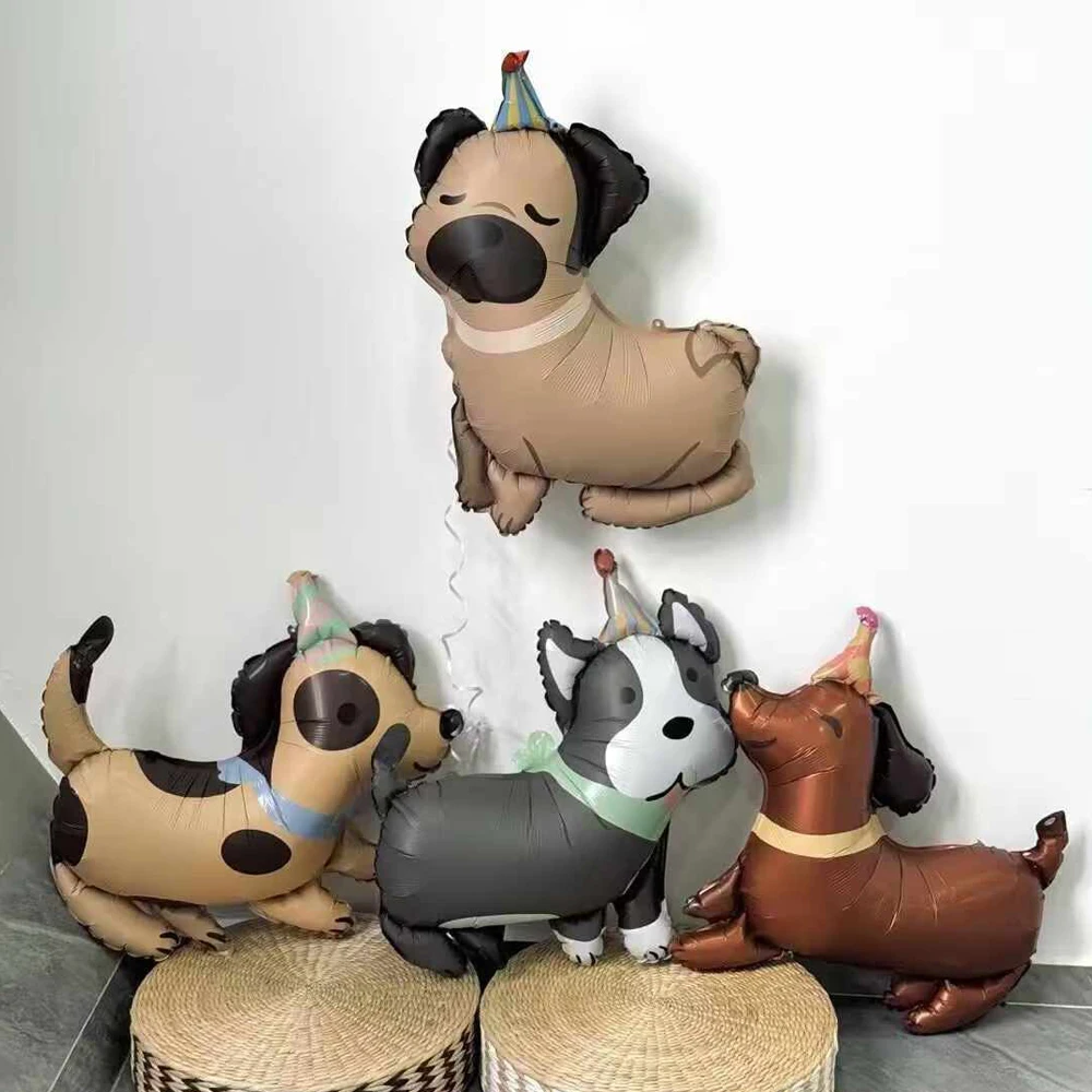 4 Animal Dog Aluminum Foil Balloons Cute Dog Theme Birthday, Anniversary Decoration, Shower, Pet Party Decoration