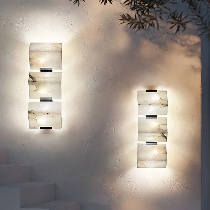 Modern Natural Marble Wall Light Creative Bedroom Bedside Hotel Corridor Corridor Simple Living Room Background LED Wall Light