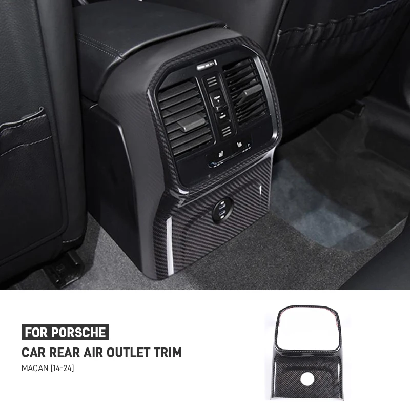 

For Porsche Macan 2014-2024 Real Carbon Fiber Car Rear Air Conditioner Air Outlet Panel Anti-kick Protective Cover Accessories