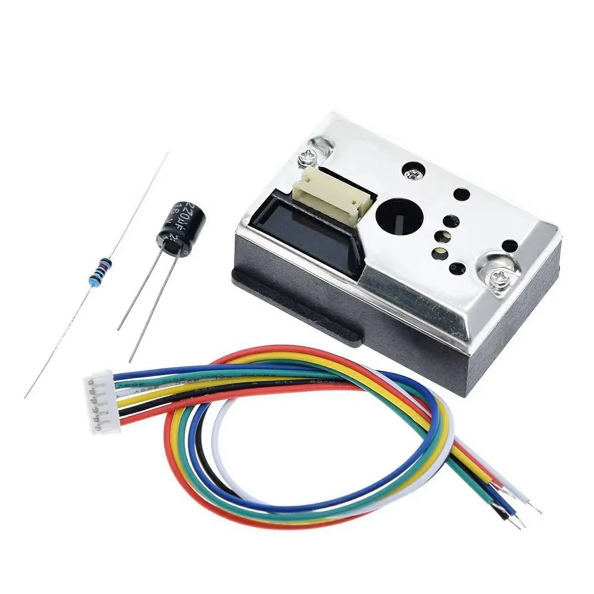 AA25 GP2Y1010AU0F เซ็นเซอร์ตรวจจับฝุ่นแบบออปติคอลขนาดกะทัดรัด เซ็นเซอร์ตรวจจับอนุภาคควันพร้อมสายเคเบิล