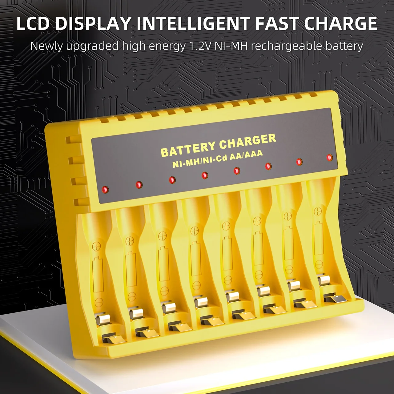 Chicnod N802 8 Slot AA AAA Battery Charger Ni-MH Ni-Cd Rechargeable Battery Charger LED Indicator USB Type-C Smart Charger