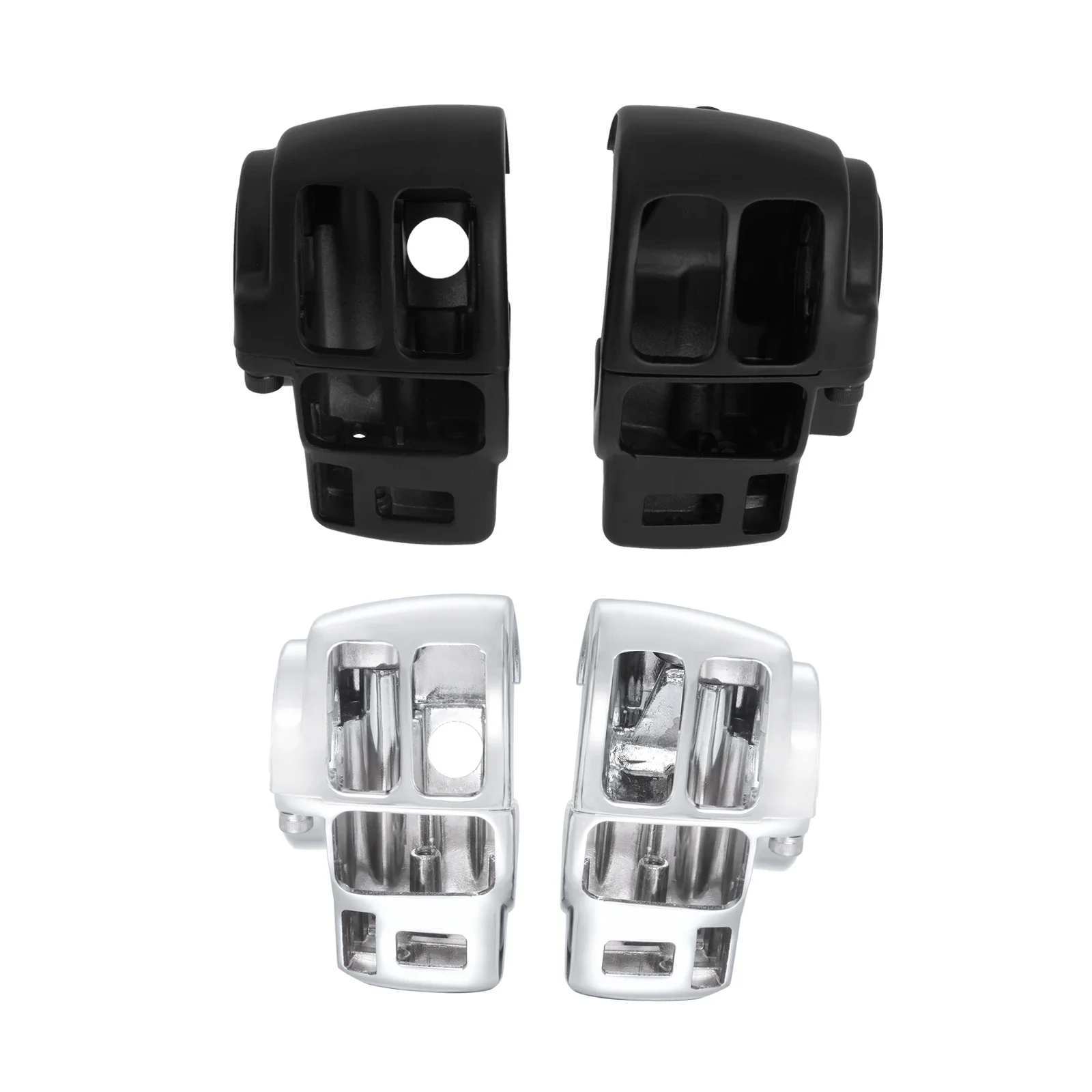 2PCS Motorcycle Handlebar Control Switch Switch Housing Cover Black/Chrome For Harley Road King Electra Glide 1996-2013 FLHT