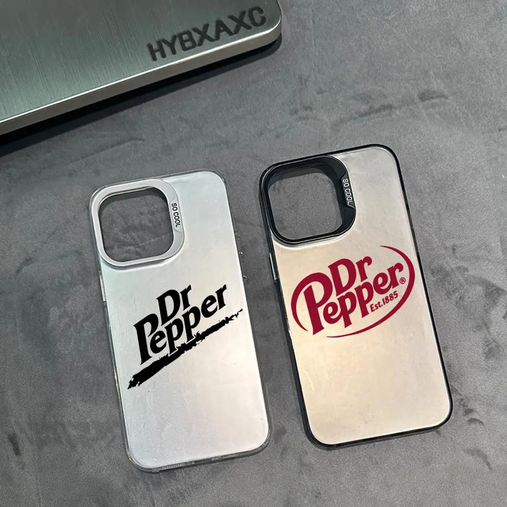 Cherry Drink D-Dr-P-Pepper Phone Case IMD FOR IPhone16 15 14 13 Pro Plus ProMAX Suitable Samsung S24 23 22 ultra Silver Cover