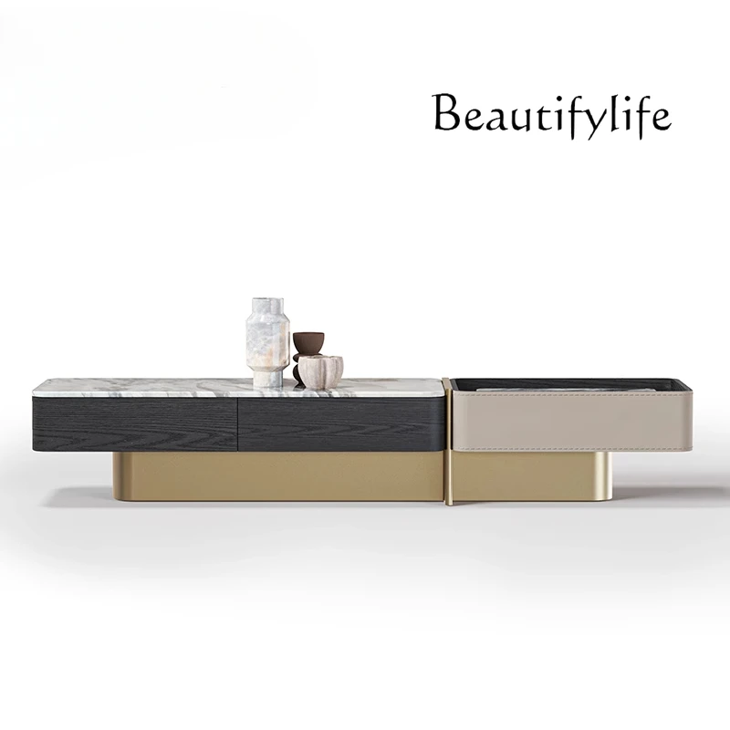 Modern light luxury TV cabinet/natural luxury stone surface/solid wood floor TV cabinet floor cabinet