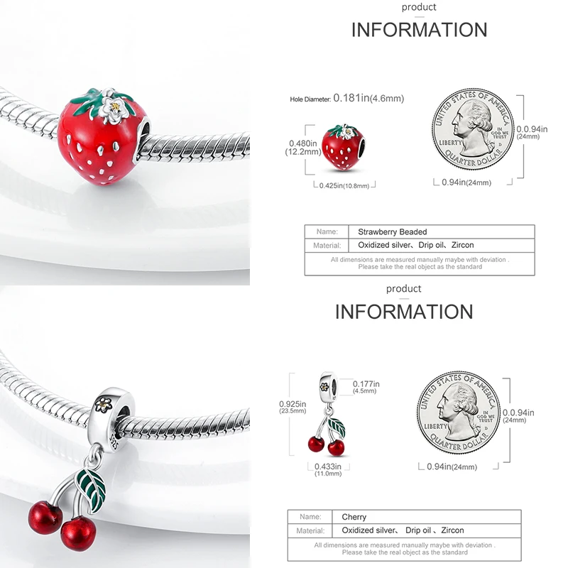 925 Sterling Silber Charm-Perlen Vierblättriges Kleeblatt Delfin Sonne Mond Kirsche Motorrad Reise DIY Armband Halskette Geschenk für Frauen – Detail 11