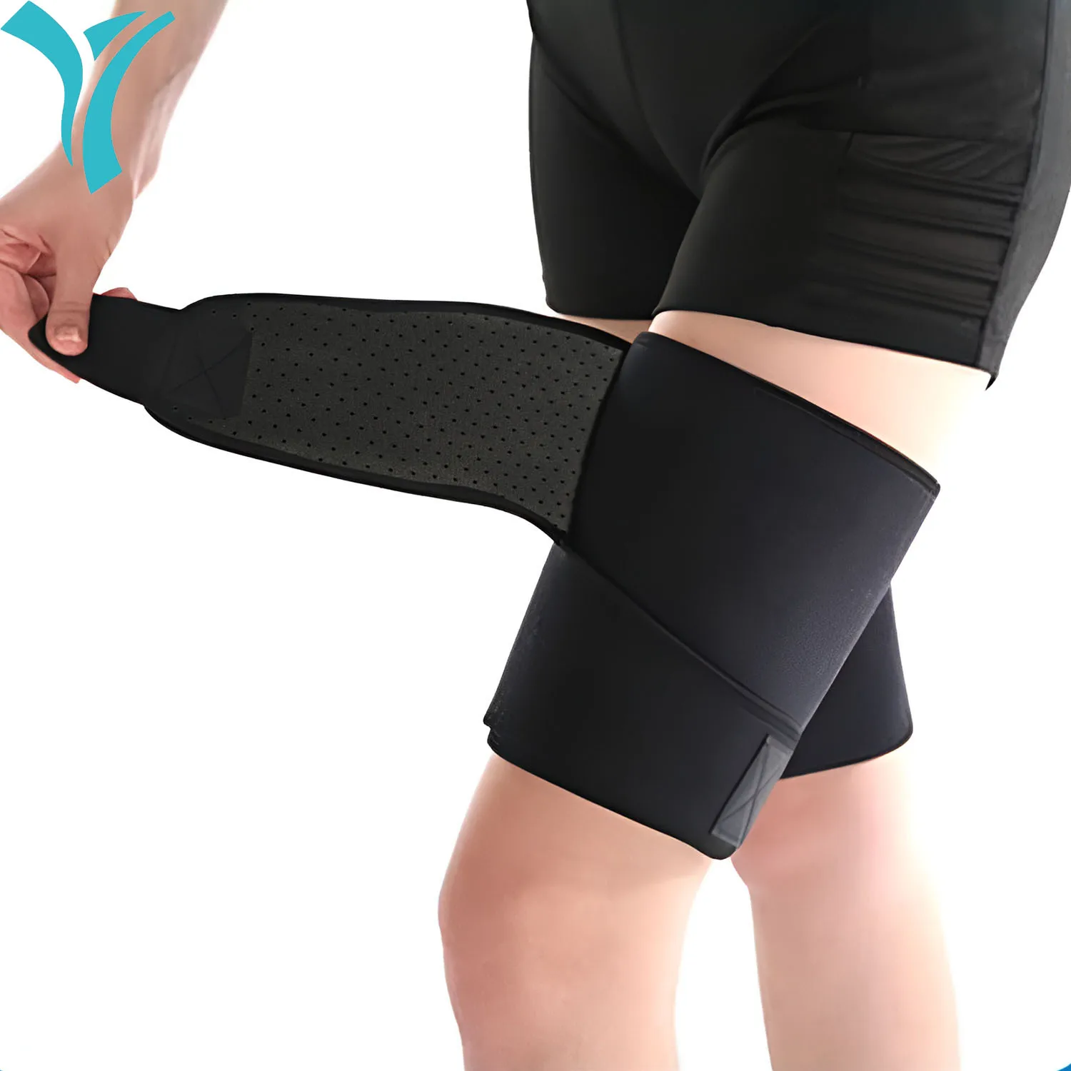 

Thigh Brace Hamstring Quad Wrap Compression Support for Pull Groin Muscle, Sprains,Tendinitis, Workouts, Sciatica Pain Recovery