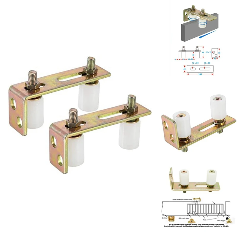 Rodillos guía para puerta de Patio, rodillos guía para puerta corredera con soporte de Pilar en L, rodillos dobles ajustables de nailon duraderos, 1 Uds.