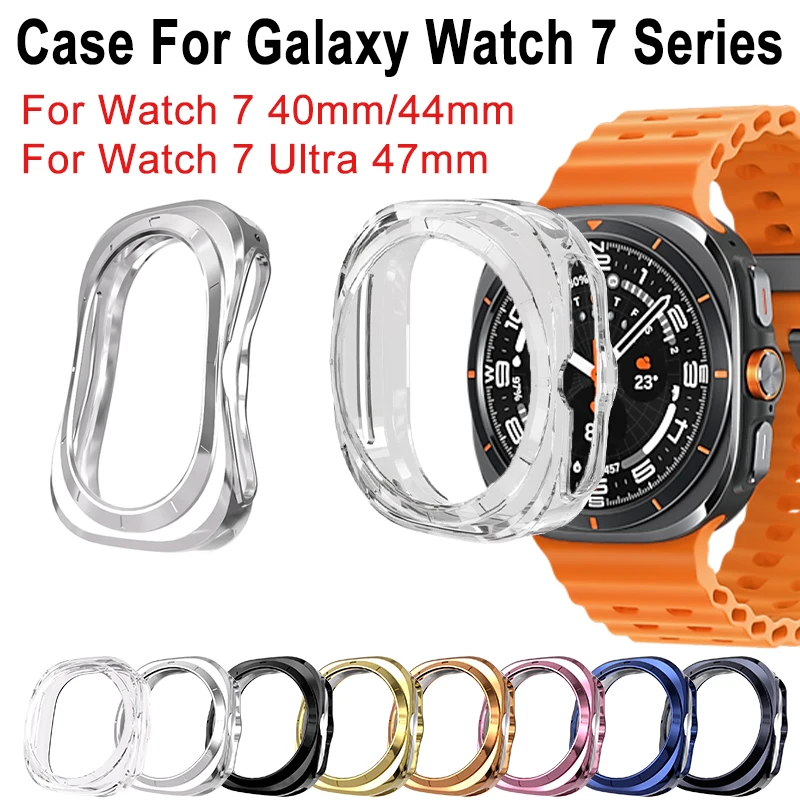 Sarung untuk Samsung Galaxy Watch 7 Ultra 47mm sarung jam tangan pintar cangkang pelindung Bumper TPU lunak untuk Aksesori Galaxy 7 Ultra 47mm