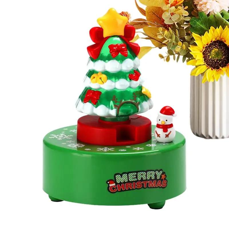 Christmas Tree Music Box with Rotating Snowman and Lighted Tree for Christmas Decorations Easy Wind Up Christmas Tree Music Box