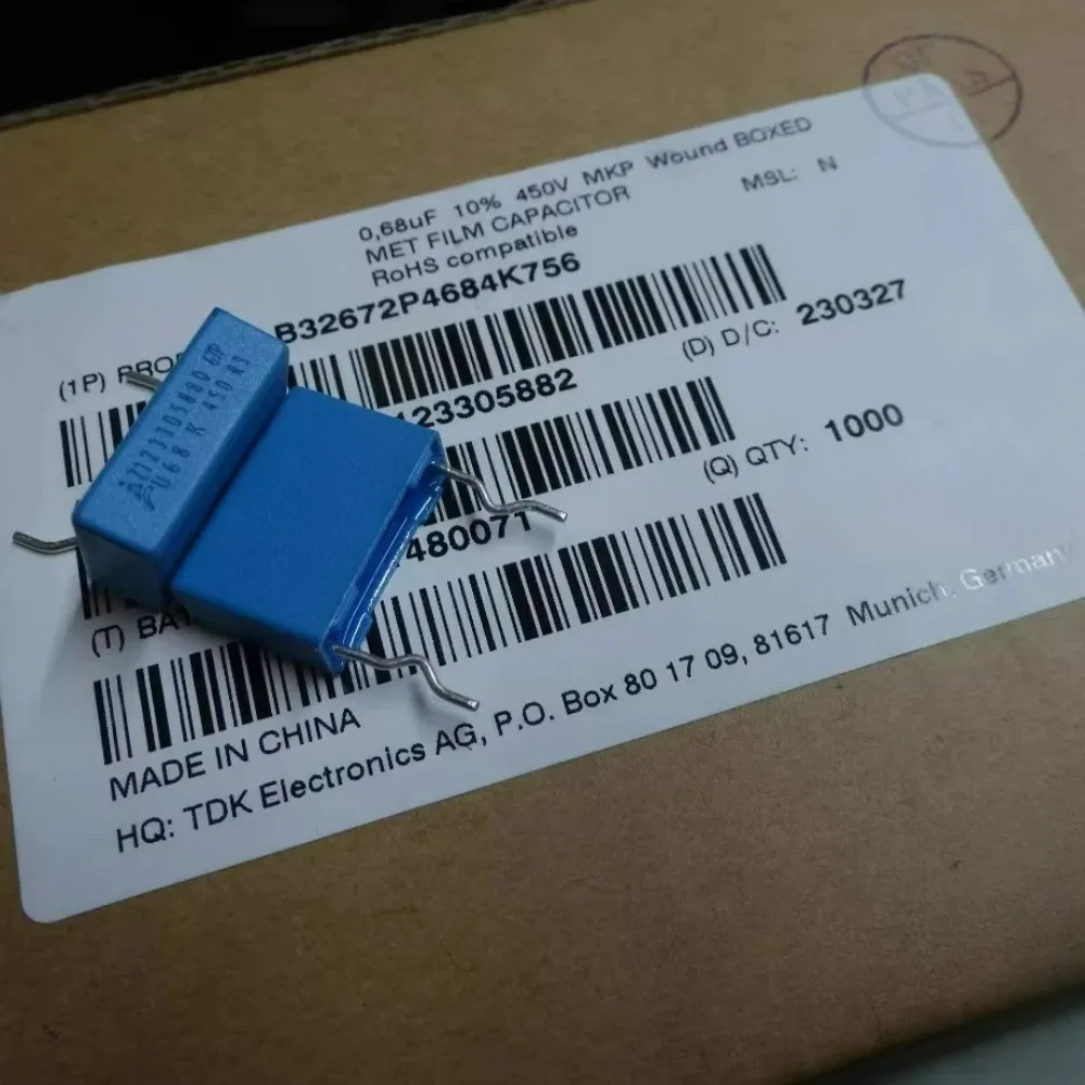 

10pcs/lot EPCOS 0.68uf 450V 680nf u68 684 Brand New 15mm Film Capacitor B32672P4684K (Accuracy: 10%)