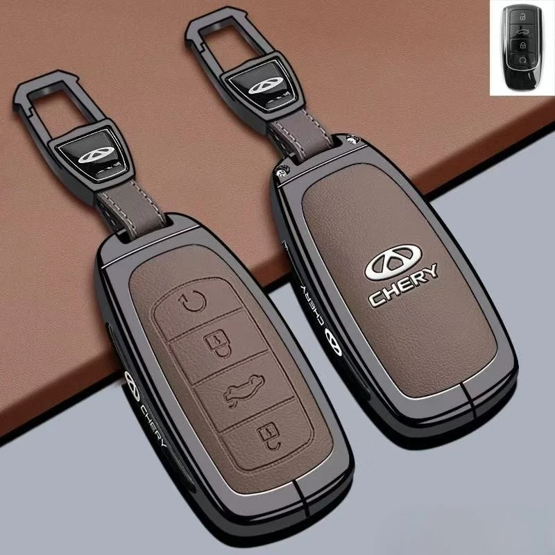 

Zinc Alloy Key Fob Cover for Chery Tiggo 8L/9 Plus C-DM/OMODA/Explore 06, Heavy Duty Metal Protective Case Shell with Keychain