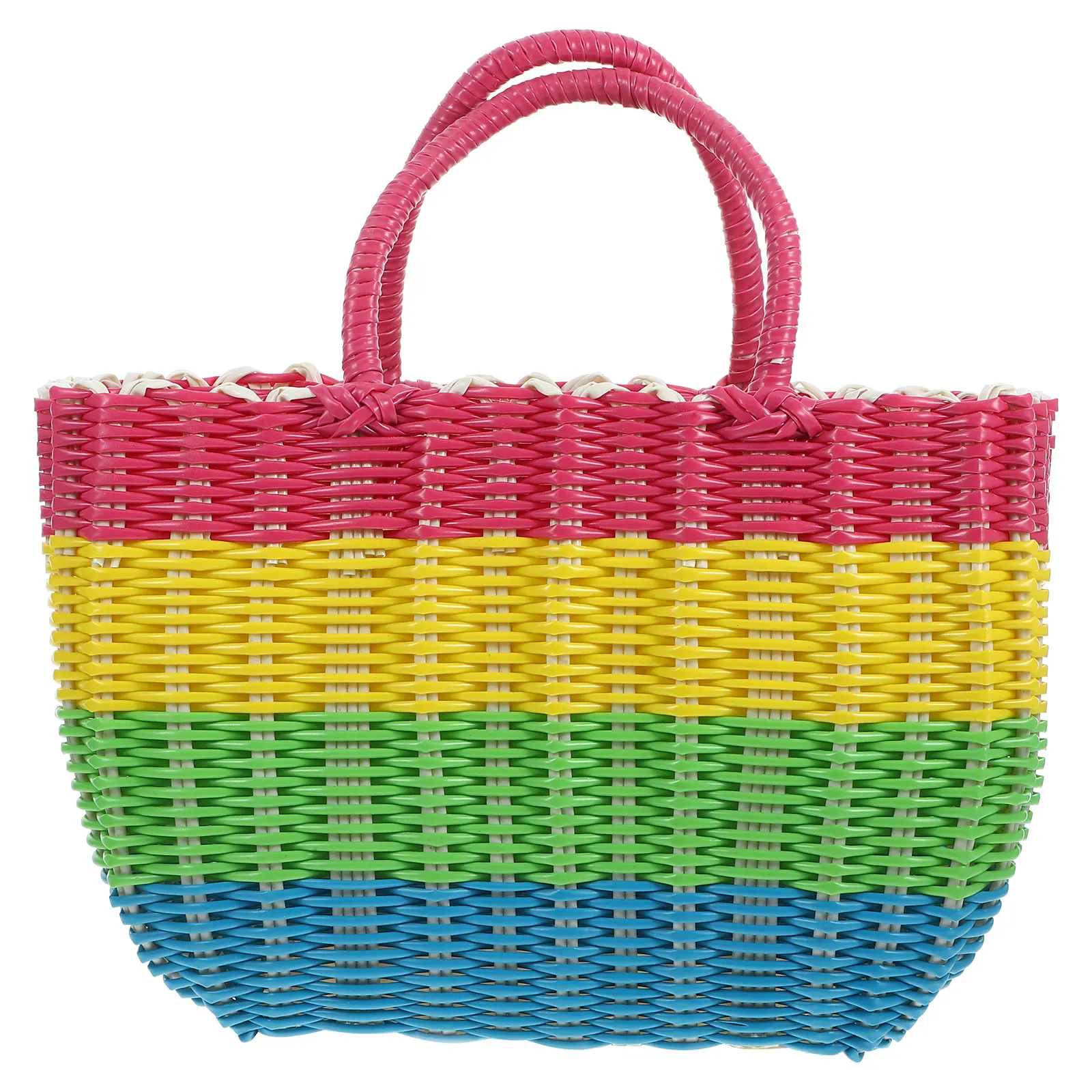

Plastic Woven Basket Large Capacity Shopping Vegetable Storage Bathroom Organizer Random Color Medium Size Lightweight
