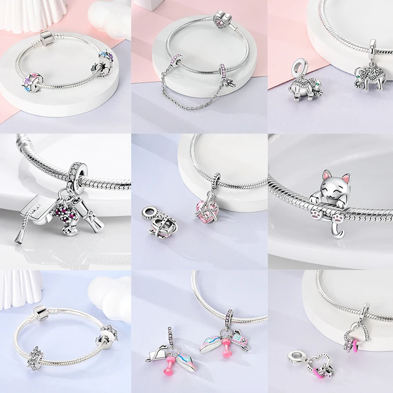925 Sterling Silber Charm Herz Elefant Baum Reise-Perlenanhänger Passend für Europäische Armbänder DIY Damenschmuck Geschenk 2026 – Detail 5